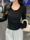 Burgundy Simple Casual Pullover T-Shirt for Women, New Spring Style, Round Neck, Fashionable and Versatile Base Shirt Top