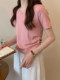 Summer 2025 New Korean Style Candy-Colored High-Waisted Short-Sleeved T-Shirt for Women with Irregular Design Short Top ins