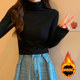 Korean Style Brushed Thin Velvet Turtleneck Long-Sleeve T-Shirt for Women, New Autumn and Winter Basic Slim-Fit Warm Base Layer Shirt ins