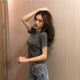 Basic Gray Short-Sleeve T-Shirt for Women, 2025 Summer New Korean Style Slim-Fit Base Shirt, Short Top ins