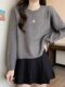 Petite, Vintage, and Lazy-Style Loose Sweater for Women, Autumn and Winter, Round Neck, Stylish, Warm Pullover, Short Top