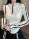 Short design hooded long-sleeved T-shirt for women 2025 autumn hot girl pure desire slim curved hem zipper top