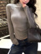 Hot Girl Sexy Tight-Fitting Waist-Cinching Long-Sleeved T-Shirt for Women in Autumn and Winter Half-High Collar Zipper Warm Korean Chic Chic Top