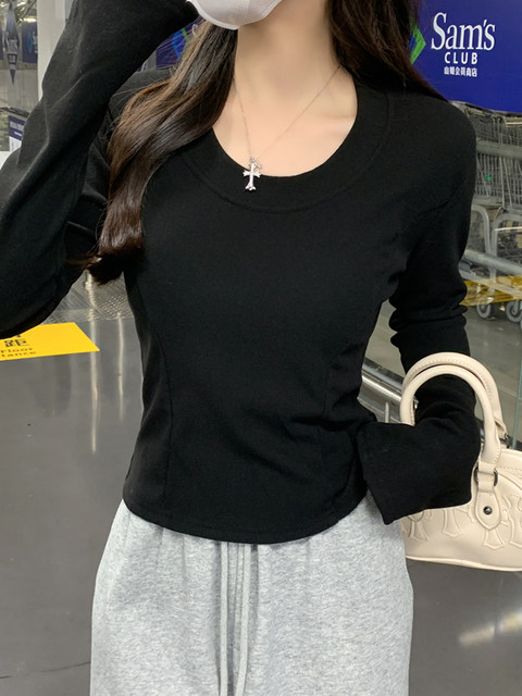 Burgundy Simple Casual Pullover T-Shirt for Women, New Spring Style, Round Neck, Fashionable and Versatile Base Shirt Top