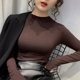 Half Turtleneck Base Shirt for Women 2024 Autumn New Basic Style Slim Fit Stylish Small Stand Collar Long Sleeve T-Shirt Women's Top
