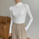 Layered Mid-Neck Base Shirt for Women, New Autumn and Winter Korean Style Slim Fit Half-High Collar White Long-Sleeve T-Shirt Top for Women