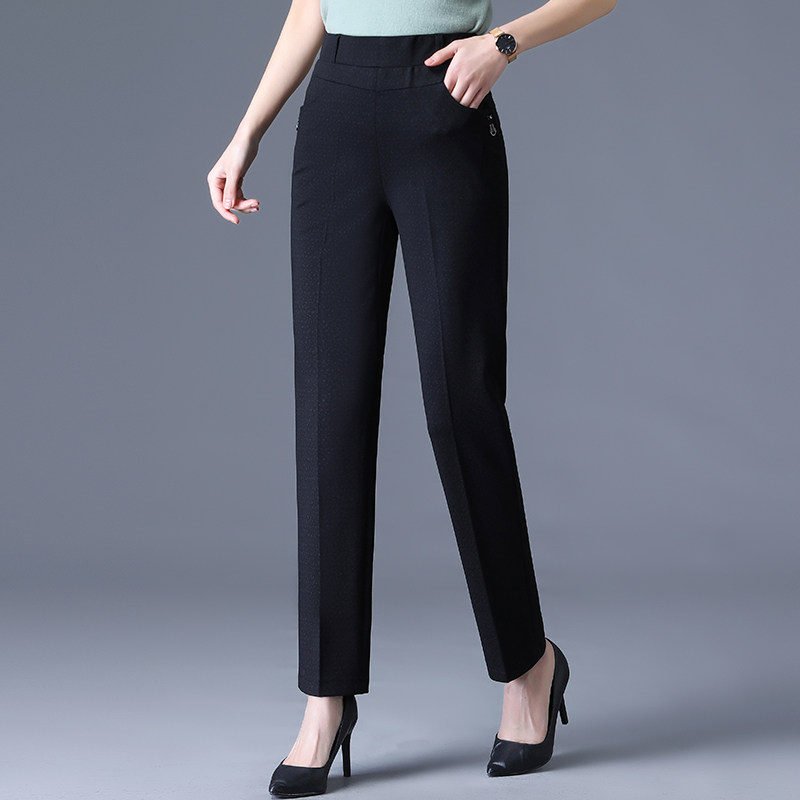 Mother Pants Spring Autumn Middle Aged Woman Pants Loose Straight Barrel Middle-aged Outside Wearing Tightness High Waist Casual Long Pants Spring Clothing