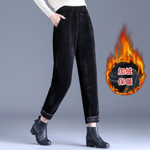 Chenille Spring Autumn 2022 New High Waist Straight Drum Pants Loose Casual Pants Middle Aged Mom Plus Suede Thickened Women Pants