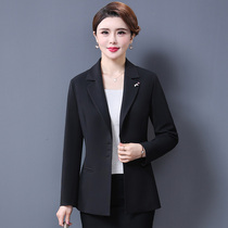 Mom autumn clothes foreign air short style suit jacket 2021 new middle aged woman dress spring autumn collar foreign air blouse