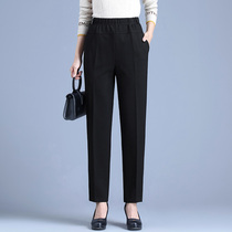Mid-aged women pants 2021 Spring autumn new tightness high waist Mom pants loose straight cylinder casual long pants outwear