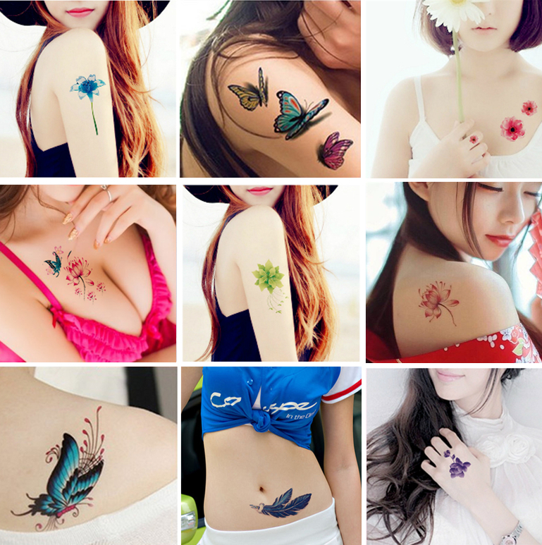 Một 40 dán hình xăm cho nam giới và phụ nữ không thấm nước mô phỏng bền pansy sexy body painted tattoo dán hình xăm hình xăm dan