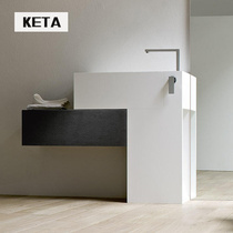 Nordic modern simple column basin wash basin pure white rock plate toilet rock board wash basin balcony home