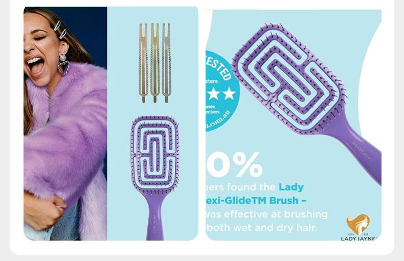 Расчёска 澳洲lady jayne空气按摩防打结防静电梳子 紫色大小号网红按摩梳