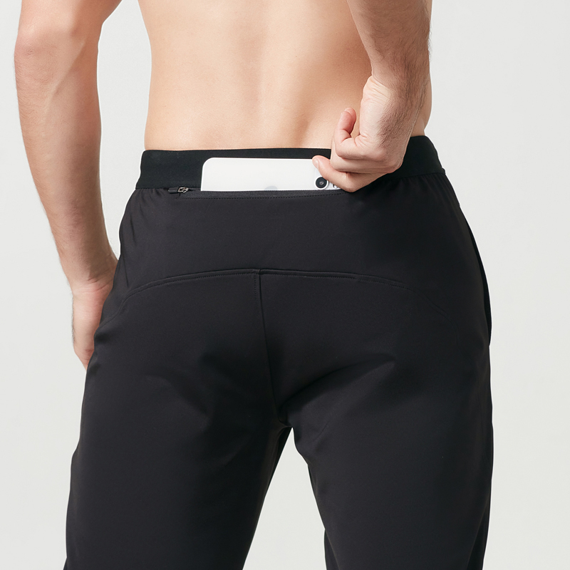 Fleece-Lined Men's Loose-Fitting Quick-Dry Woven Straight-Leg Pants Casual Running Trousers with Back Waist Pocket for Phone