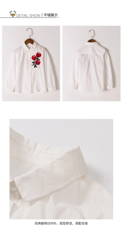 Áo sơ mi nữ mùa thu 2018 mới kiểu áo sơ mi trẻ em cotton bé sơ mi cotton bé gái 5291 quần áo bé gái