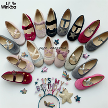 Espagnole Little Winkaa23AW nouveaux enfants velours princesse chaussures étoiles chatons roses ballerine