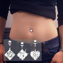 All-body pure titanium steel navel ice crystal love belly button nail big zircon Diamond European and American fashion belly button ring hypoallergenic