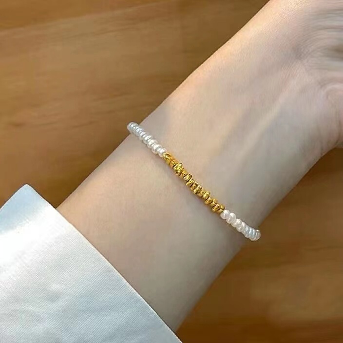 High-Quality Non-Fading Niche Square Gold Nugget Splicing Mermaid Pearl Fortune Bracelet New Model for the Year of Birth High-Quality Non-Fading Niche Square Gold Nugget Splicing Mermaid Pearl Fortune Bracelet New Model for the Year of Birth