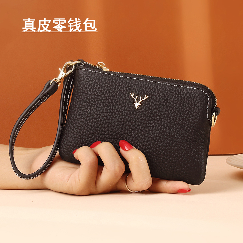 2022 new leather coin purse first layer cowhide ladies small wallet Western style coin key card bag handbag bag