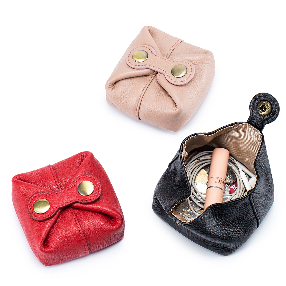 New leather small bag coin purse soft leather cute headphone key coin lipstick storage bag female bean bag