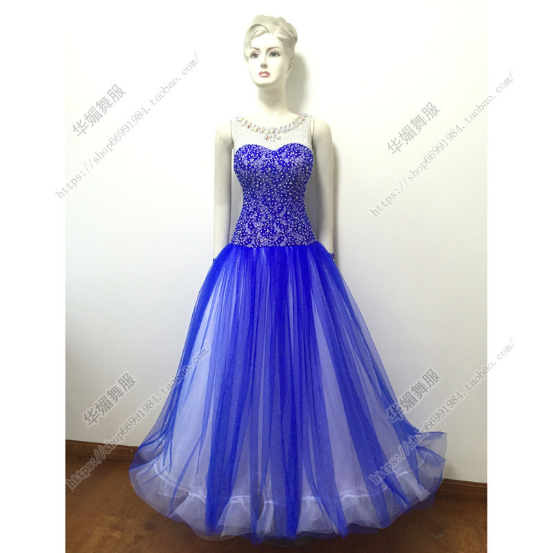 Huamei 2016 New Products Morden Dance Foreign Dress National Standard of Friendship Competition Performance Out of Pompon Great Swing Dance Dress