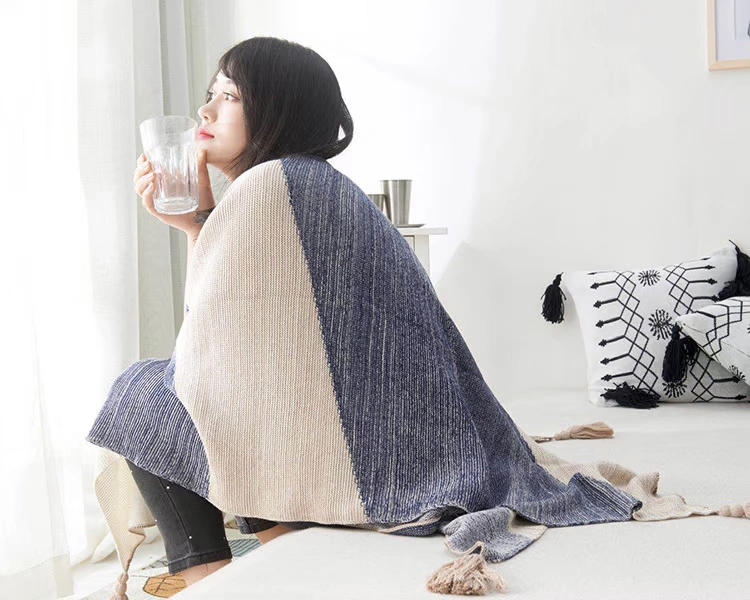Mô hình Bắc Âu phòng trang trí chăn bông giường sofa ngủ trưa chăn thường chăn in handmade tua chăn - Ném / Chăn chăn lông cừu chữ vạn