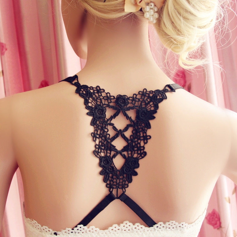 Hollowed-out beauty back cross shoulder strap bra with double shoulder shoulder strap bra strap underwear with underwear shoulder strap fine non-slip belt-Taobao