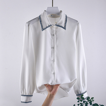 White Snowspinning Shirt Woman 2020 Spring new Korean version Ocean Fashion Long Sleeve Bottom Design Sensation with little crowdblouse