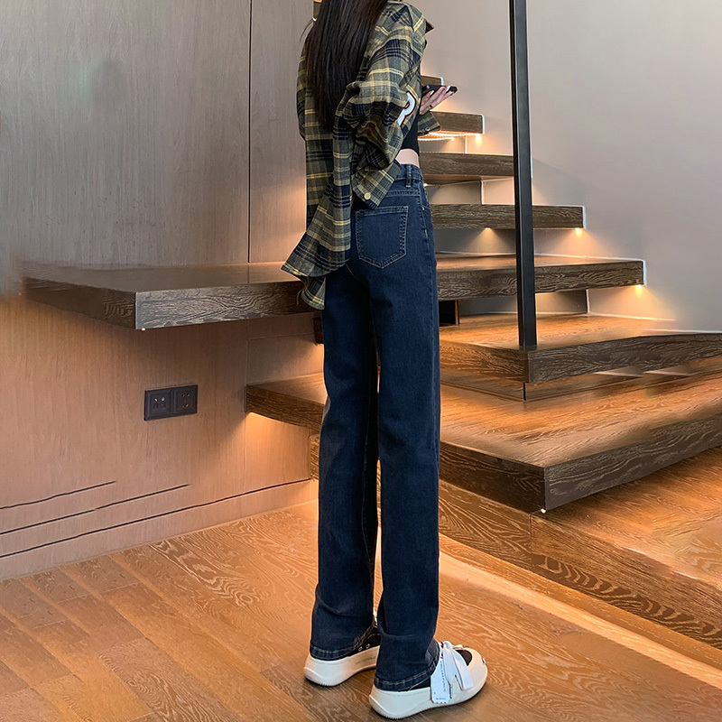 Korean Style High-Waisted Slim Straight-Leg Jeans for Women, 2026 Spring/Summer New Style Cigarette Pants, Tall and Slimming Floor-Length Pants