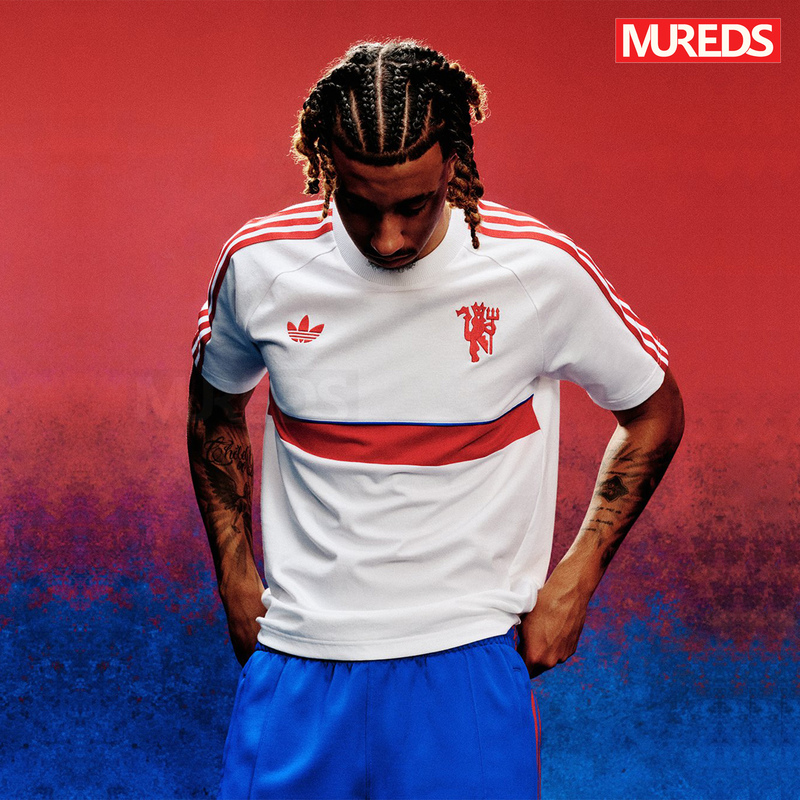 Manchester United Official Authentic Adidas Football Casual Culture Retro Slim-Fit Round-Neck Short-Sleeved T-Shirt Kg6351