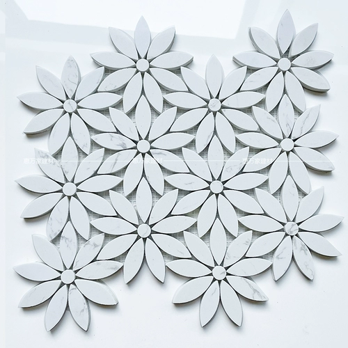 Мраморная мозаика Черно -белая французская ретро ванная комната ванная комната для ванной комнаты джазовый белый каменный фон стена крыльца