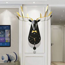 Deer wall clock Light luxury wind living room household fashion Nordic simple modern creative wall decoration Light luxury watch personality