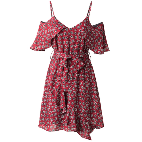 Krazy Прохладный корсет, милый ремень, шифоновое платье, шифоновый с принтом