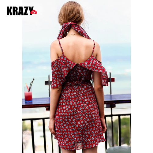 Krazy Прохладный корсет, милый ремень, шифоновое платье, шифоновый с принтом