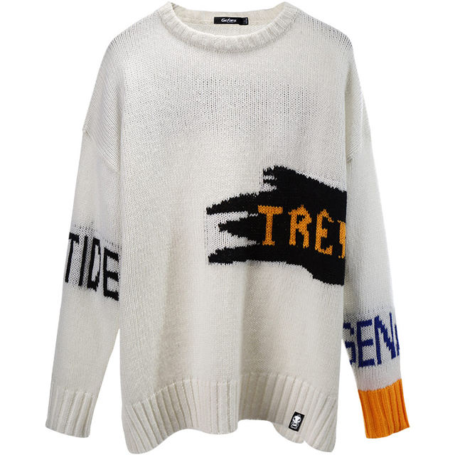 GENANX ຄົນອັບເດດ: ຍີ່ຫໍ້ຟ້າຜ່າເສື້ອ sweater ສີຂາວຂອງຜູ້ຊາຍຄໍຕະຫຼອດຄົນອັບເດດ: ດູໃບໄມ້ລົ່ນໃຫມ່ sweater knitted ວ່າງວ່າງສໍາລັບເດັກຊາຍ