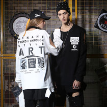 GENANX Lightning Tide Brand Couple Sweatshirt Asymmetrical Splicing Fashion Spring and Summer New European and American Tide Men