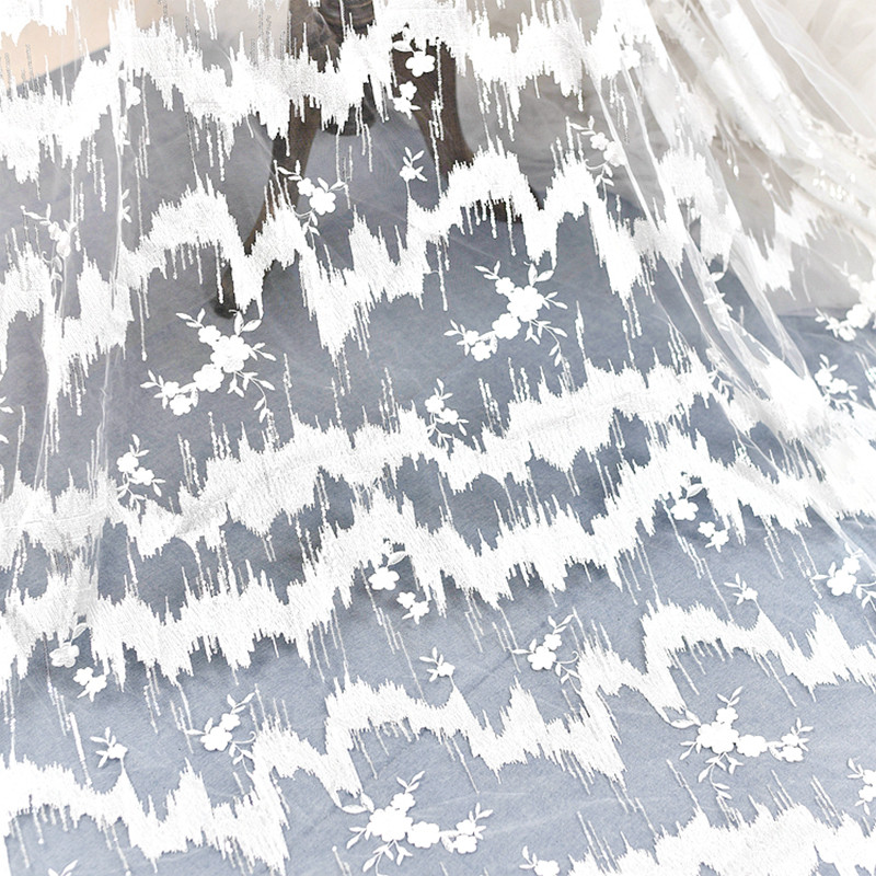 European-style stream waterfall bright embroidered lace fabric wedding dress dress manual diy clothing decoration