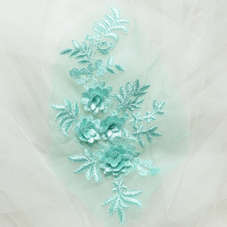 Handgefertigte Perlen 3D Hochzeitskleid-Applikation, DIY Braut-Kopfschmuck, Elfenbeinweißer Spitzenkragen, Stoff-Patch, RS1167, 10 Stück – Detail 11