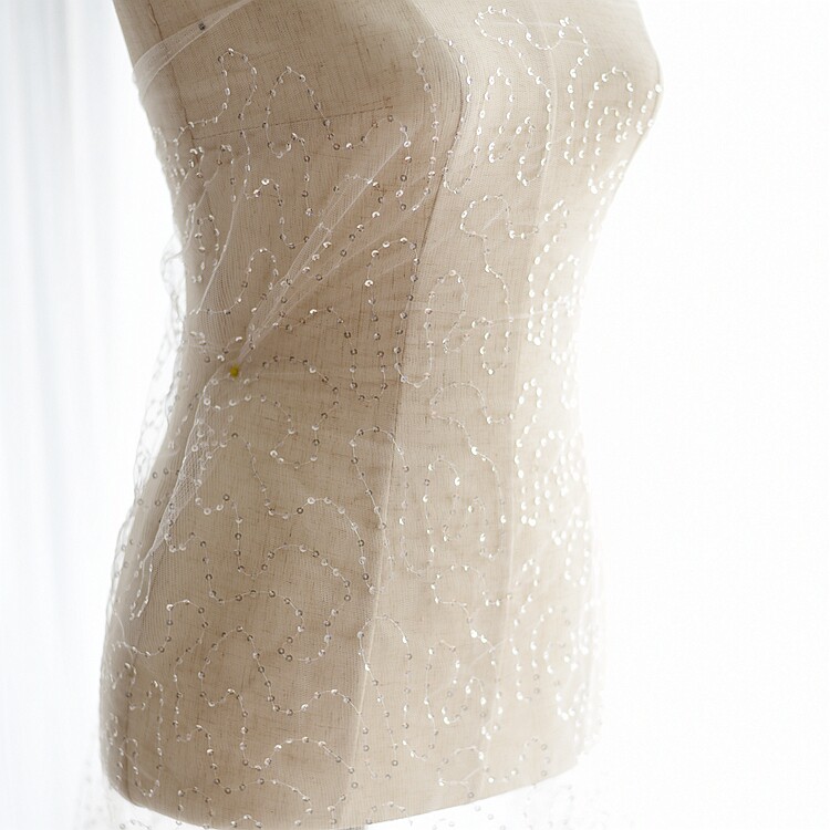 Starry sky cloth imported sequin mesh wedding dress stage decoration clothing lace fabric dress fabric accessories