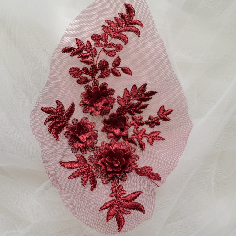 Handgefertigte Perlen 3D Hochzeitskleid-Applikation, DIY Braut-Kopfschmuck, Elfenbeinweißer Spitzenkragen, Stoff-Patch, RS1167, 10 Stück – Detail 7