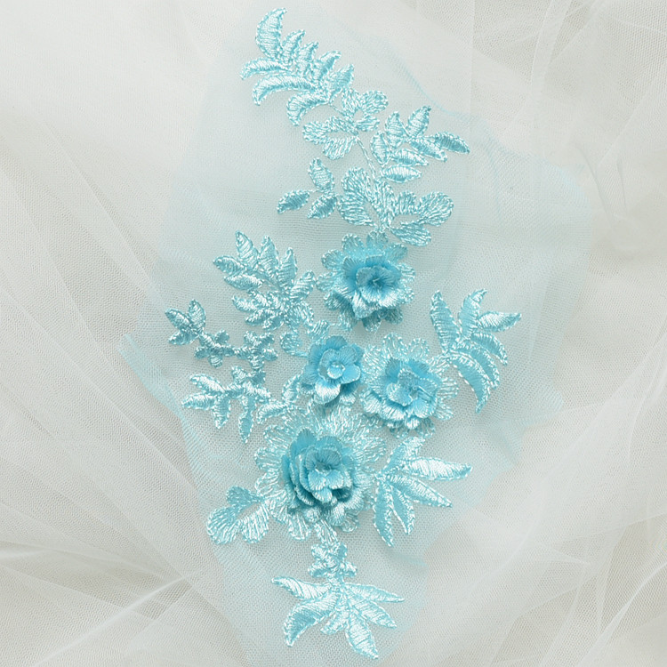 Handgefertigte Perlen 3D Hochzeitskleid-Applikation, DIY Braut-Kopfschmuck, Elfenbeinweißer Spitzenkragen, Stoff-Patch, RS1167, 10 Stück – Detail 8