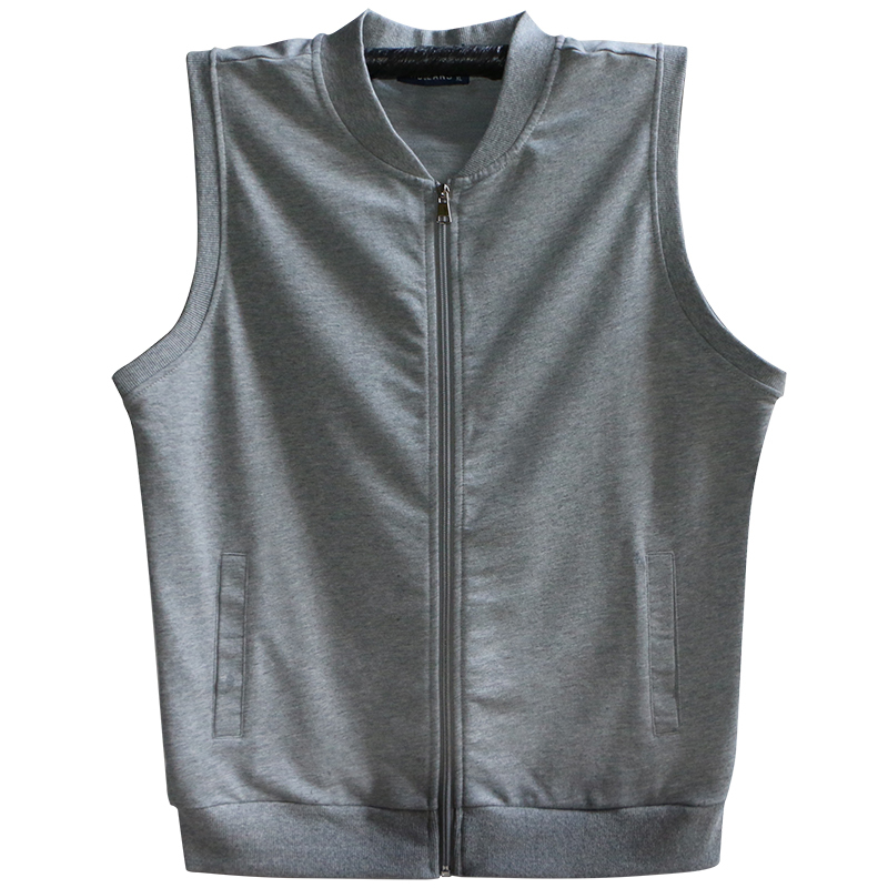 Men's Summer Thin Pure Cotton Vest Sleeveless T-Shirt Baseball Collar Loose Fit Plus Size for College Students