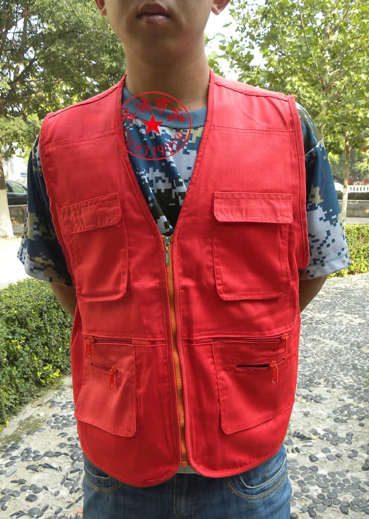 Giám đốc chụp ảnh cưới màu đỏ kỹ thuật đa túi câu cá ngoài trời trung tâm làm việc vest nam - Áo thể thao áo ba lỗ thể thao nam