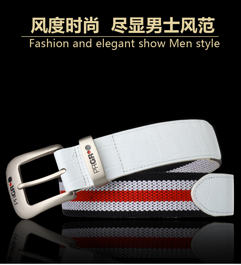 PRGR Golf Belt Men GOLF Quần áo Ball Belt Belt Leather Casual Belt Dệt thắt lưng cá sấu