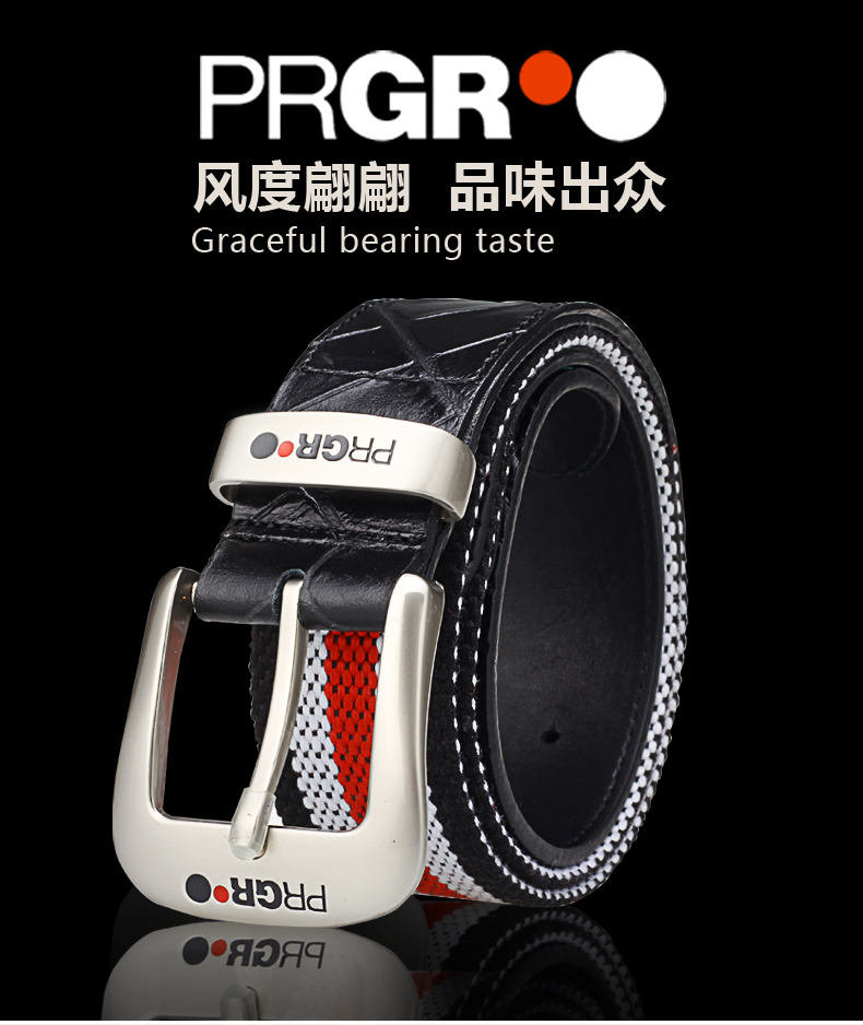 PRGR Golf Belt Men GOLF Quần áo Ball Belt Belt Leather Casual Belt Dệt thắt lưng cá sấu