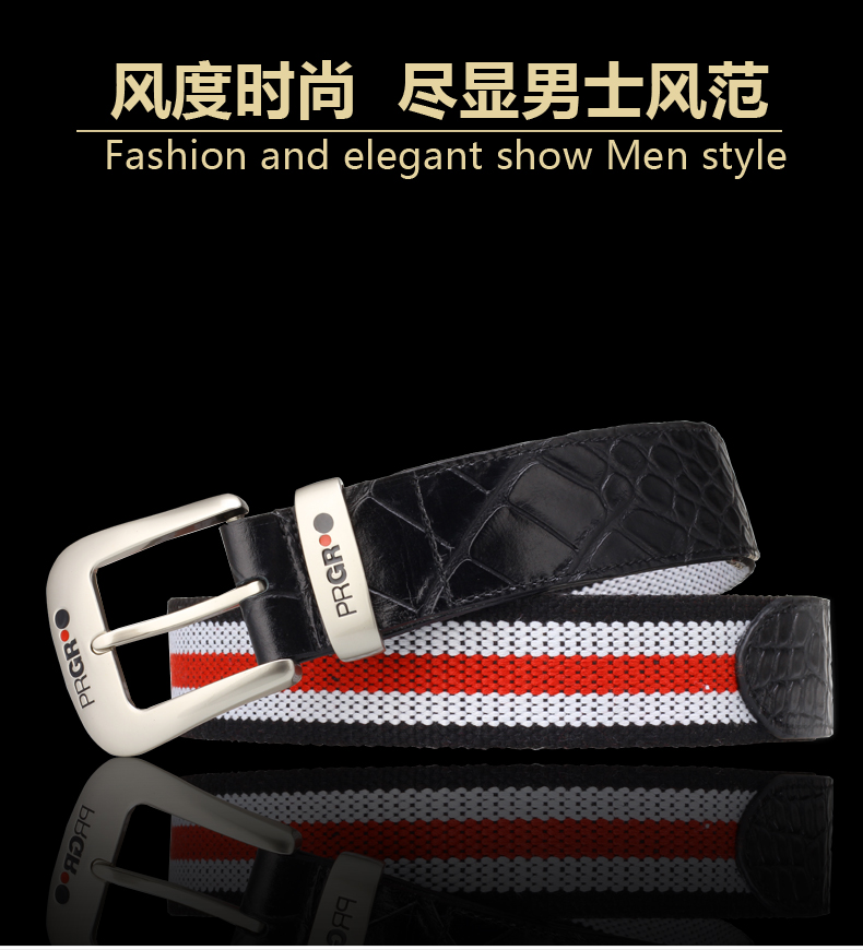 PRGR Golf Belt Men GOLF Quần áo Ball Belt Belt Leather Casual Belt Dệt thắt lưng cá sấu