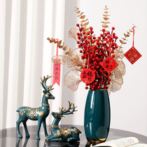 New Chinese ceramic vase living room desktop ornaments porch room light luxury flower arrangement decorative bottle high-grade flower arrangement utensils