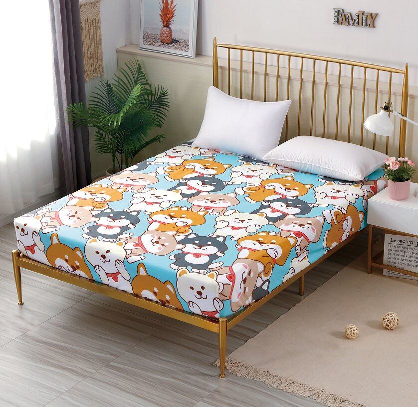 Shiba Inu bed cover cotton cartoon bedspread children's upper and lower bunk mattress cover non-slip 1 35m1 2m 0 9M