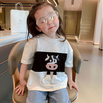 Childrens clothing t shirt short sleeve baby splice collar half sleeve 2021 new boy 3 girl cute calf tops