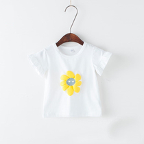 Summer 1 year old woman baby foreign gas T-shirt 6 months baby short sleeve 2 toddler half sleeve lace pure cotton beating bottom small child